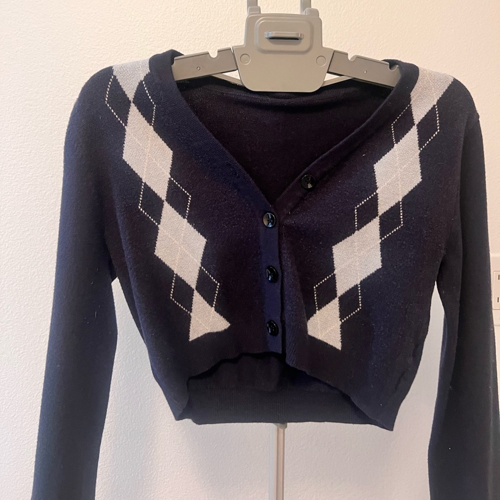 argyle sweater cardigan